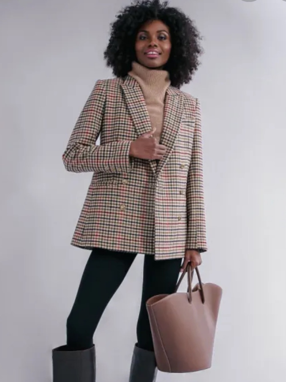 NWT Tuckernuck Diana Wool Blend Plaid Blazer in Autumn Check, Size M